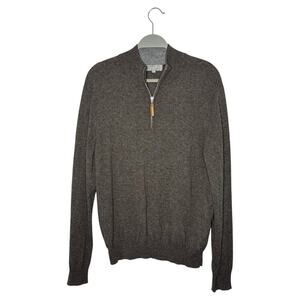 Neiman Marcus Men's Cashmere Quarter-Zip Sweater Brown Size Medium
